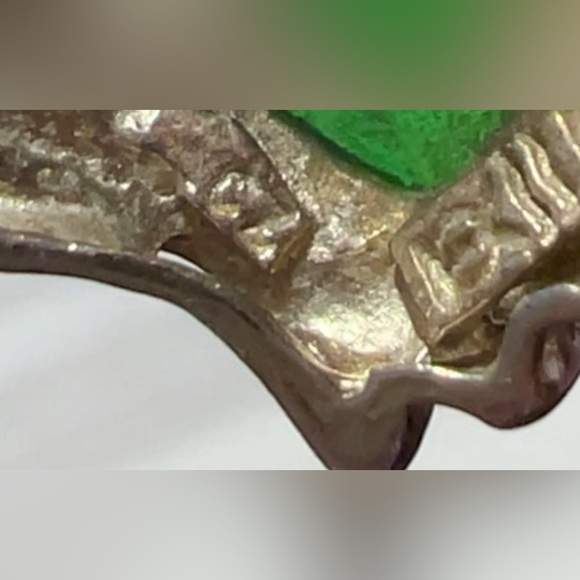 Vintage Designer Sterling Silver Heart Shaped Emerald & CZ Accents, Size 6.25 - Picture 9 of 10